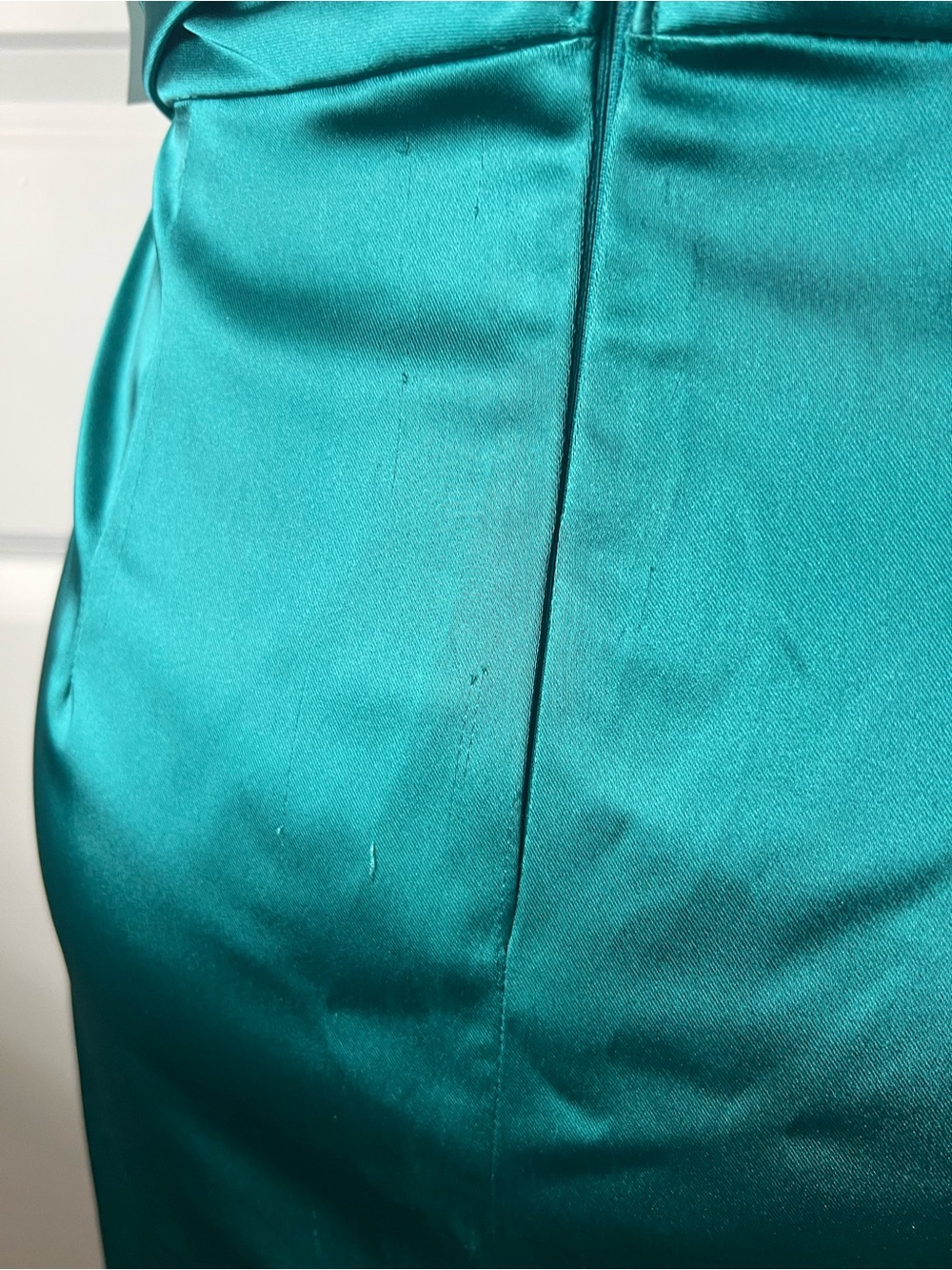 Maggy London Teal Satin Draped Midi Dress - Picture 12 of 15